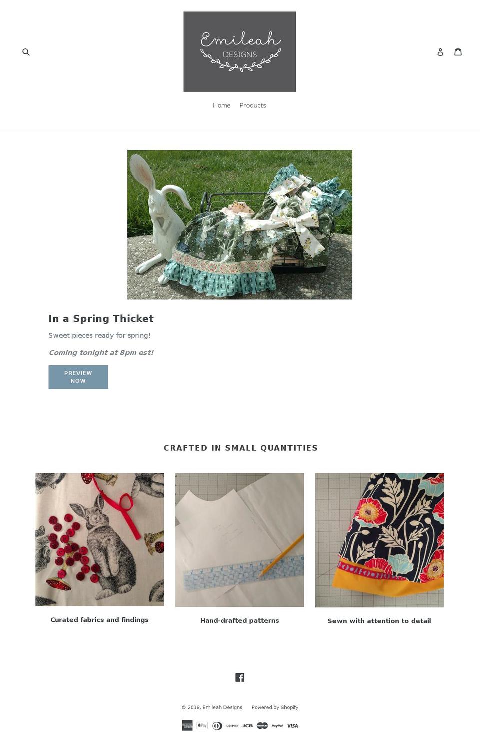emileahdesigns.com — Shopify storefront screenshot
