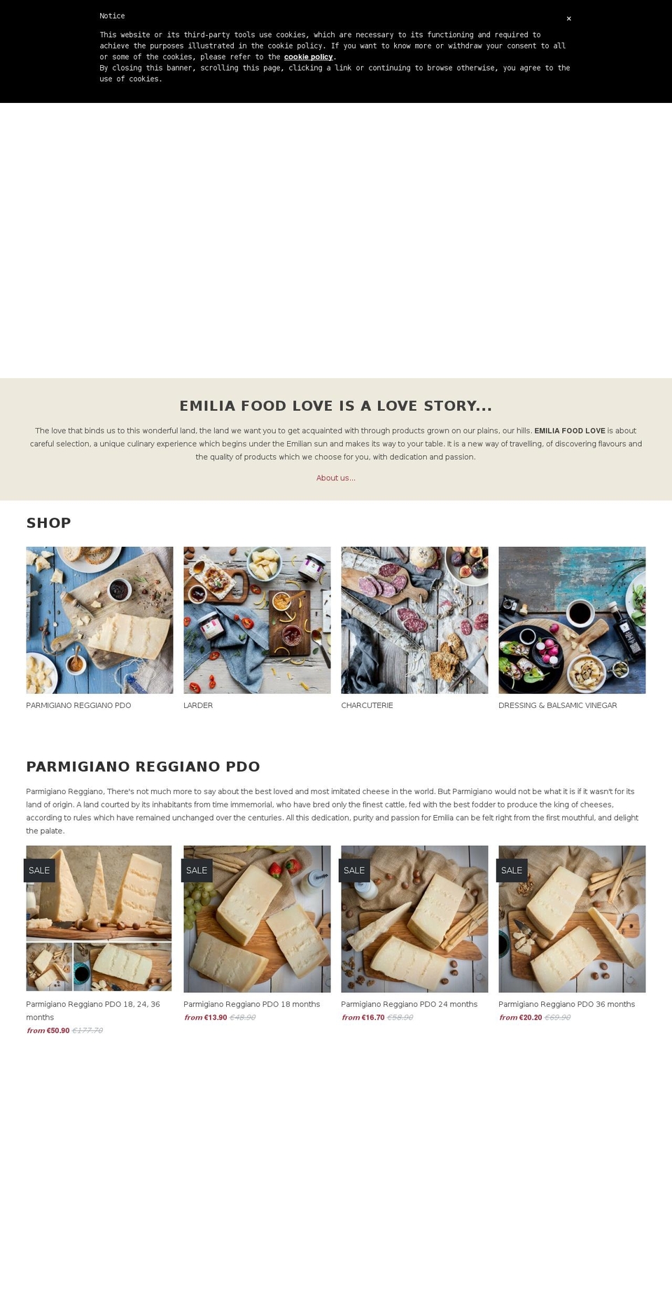 emiliafoodlove.com — Shopify storefront screenshot