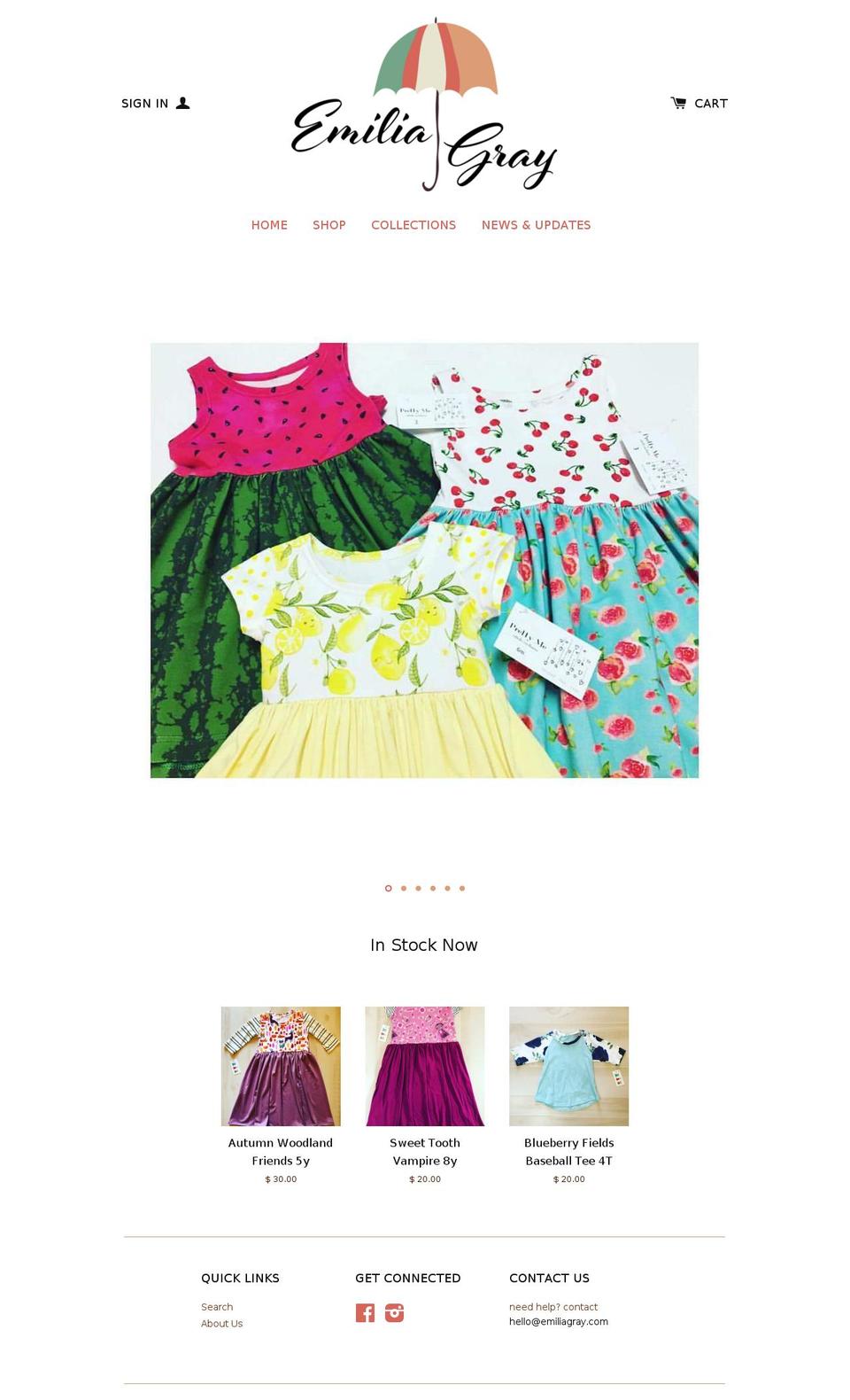emiliagray.com — Shopify storefront screenshot