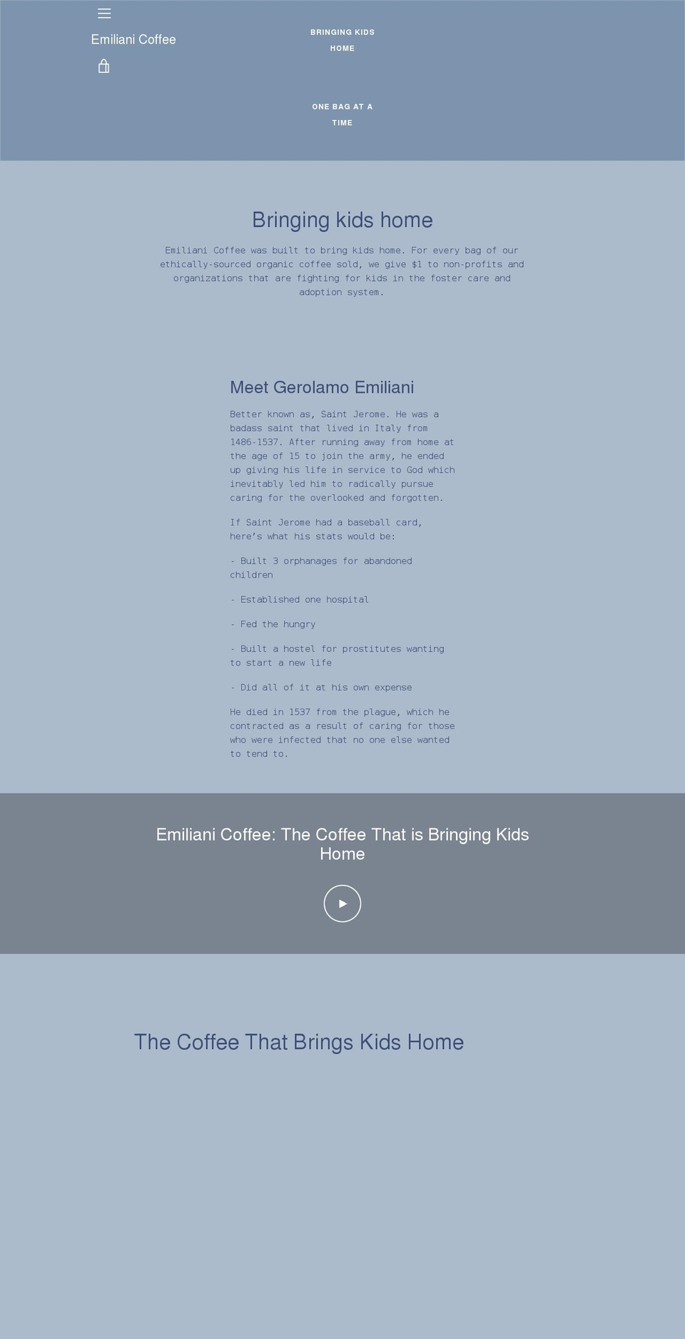 emilianicoffee.com shopify website screenshot
