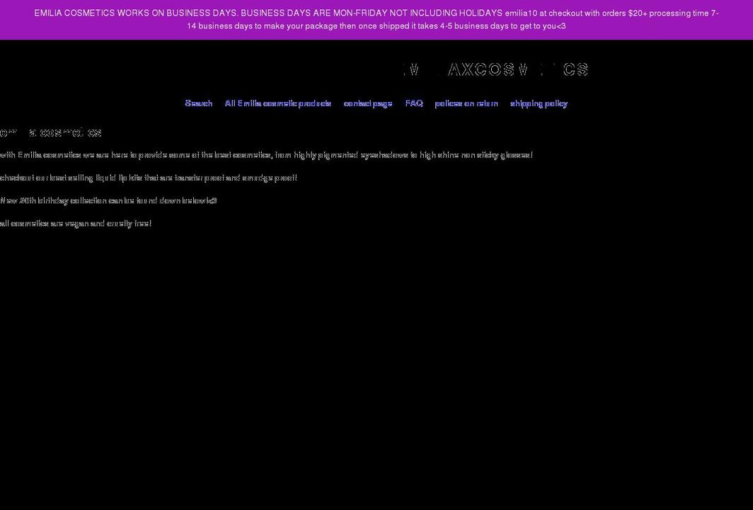 emiliaxocosmetics.com shopify website screenshot