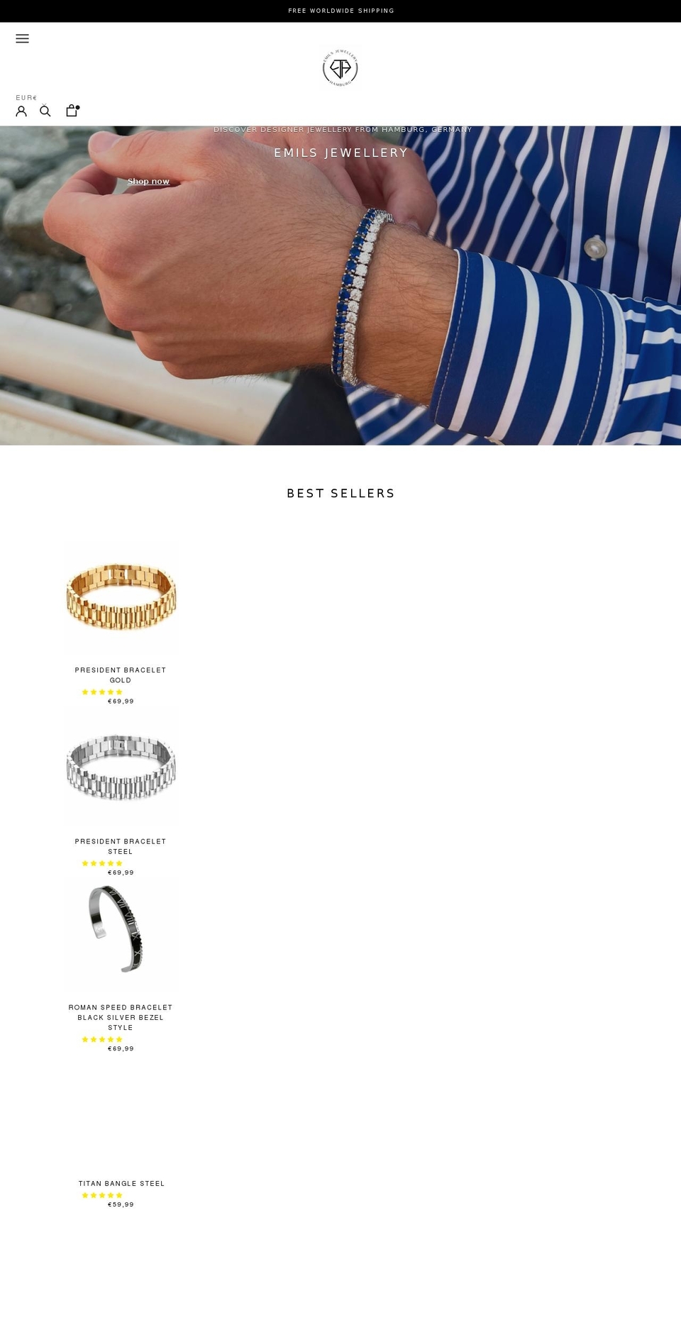 emilsjewellery.com shopify website screenshot