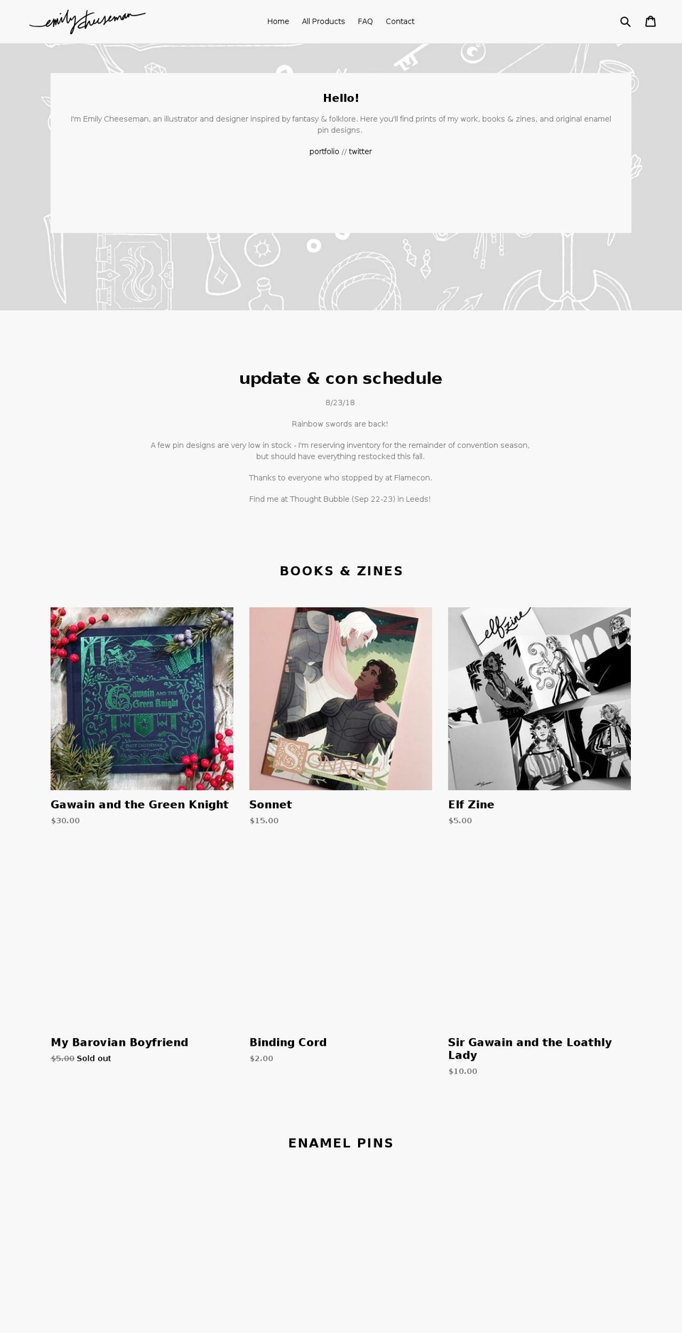 emilycheeseman.myshopify.com shopify website screenshot