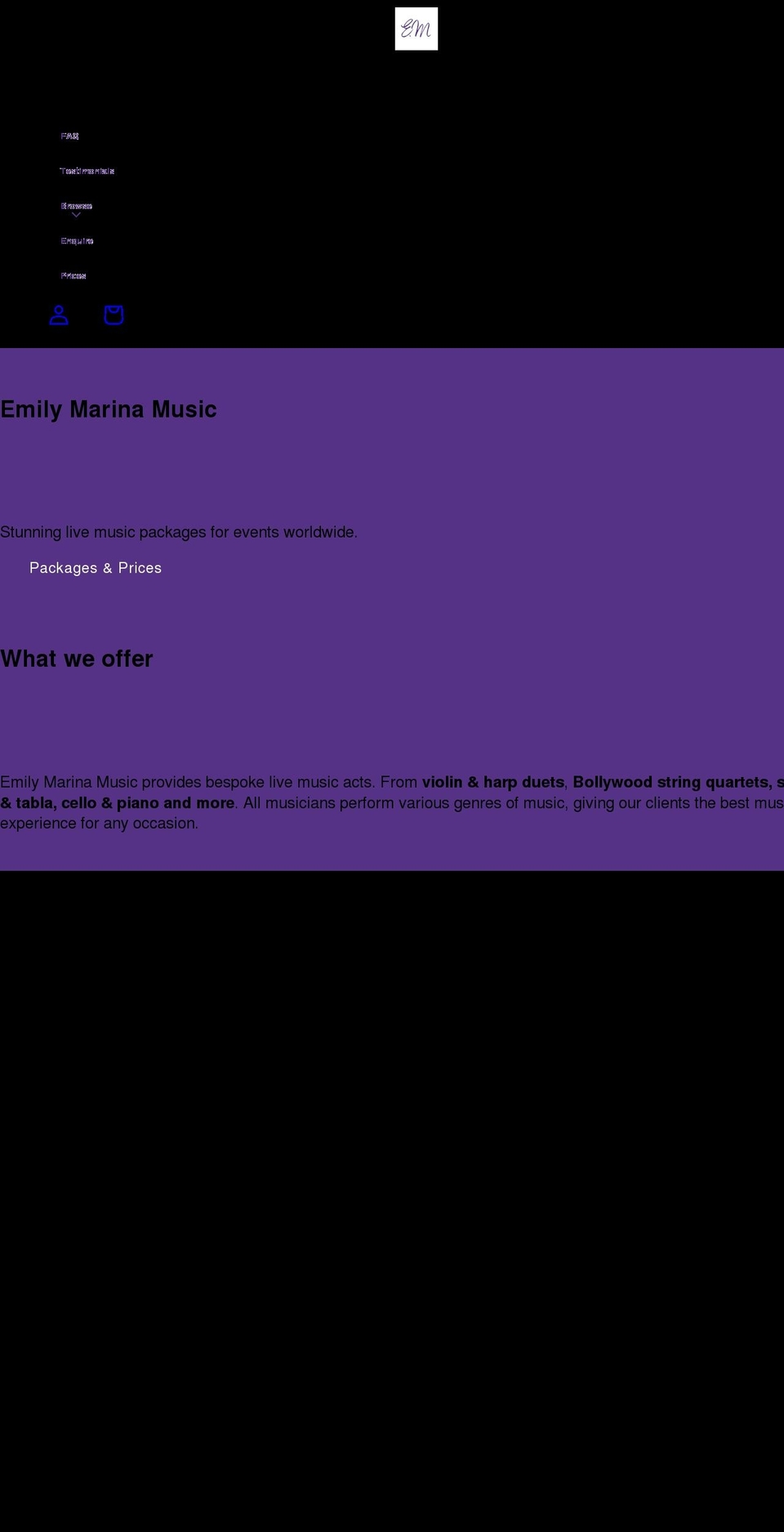 emilymarinamusic.com shopify website screenshot