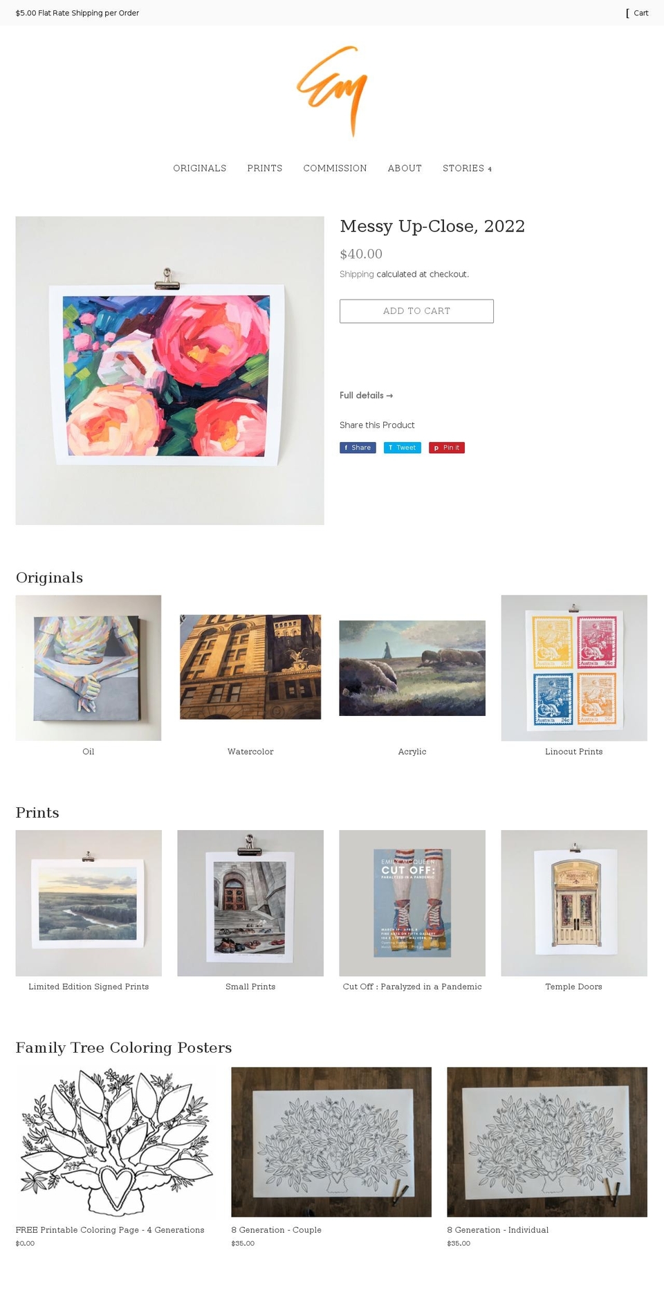 emilymcqueen.com shopify website screenshot