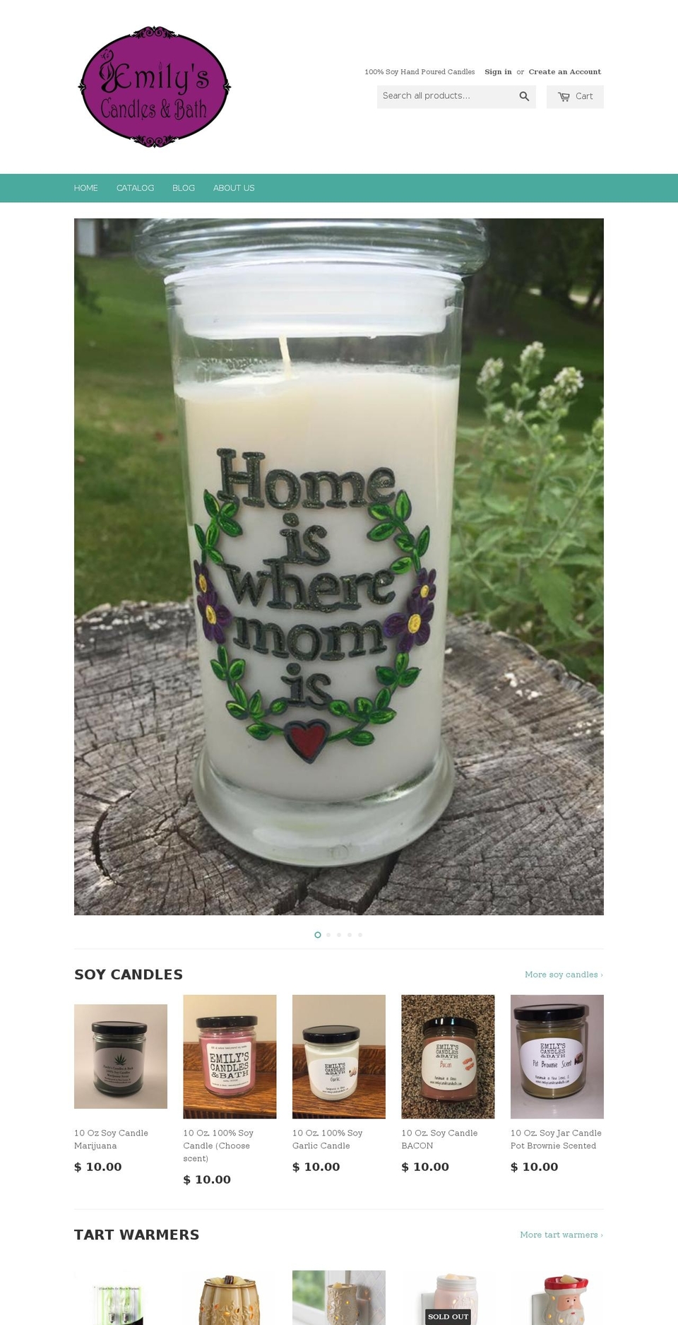 emilyscandlesandbath.com shopify website screenshot