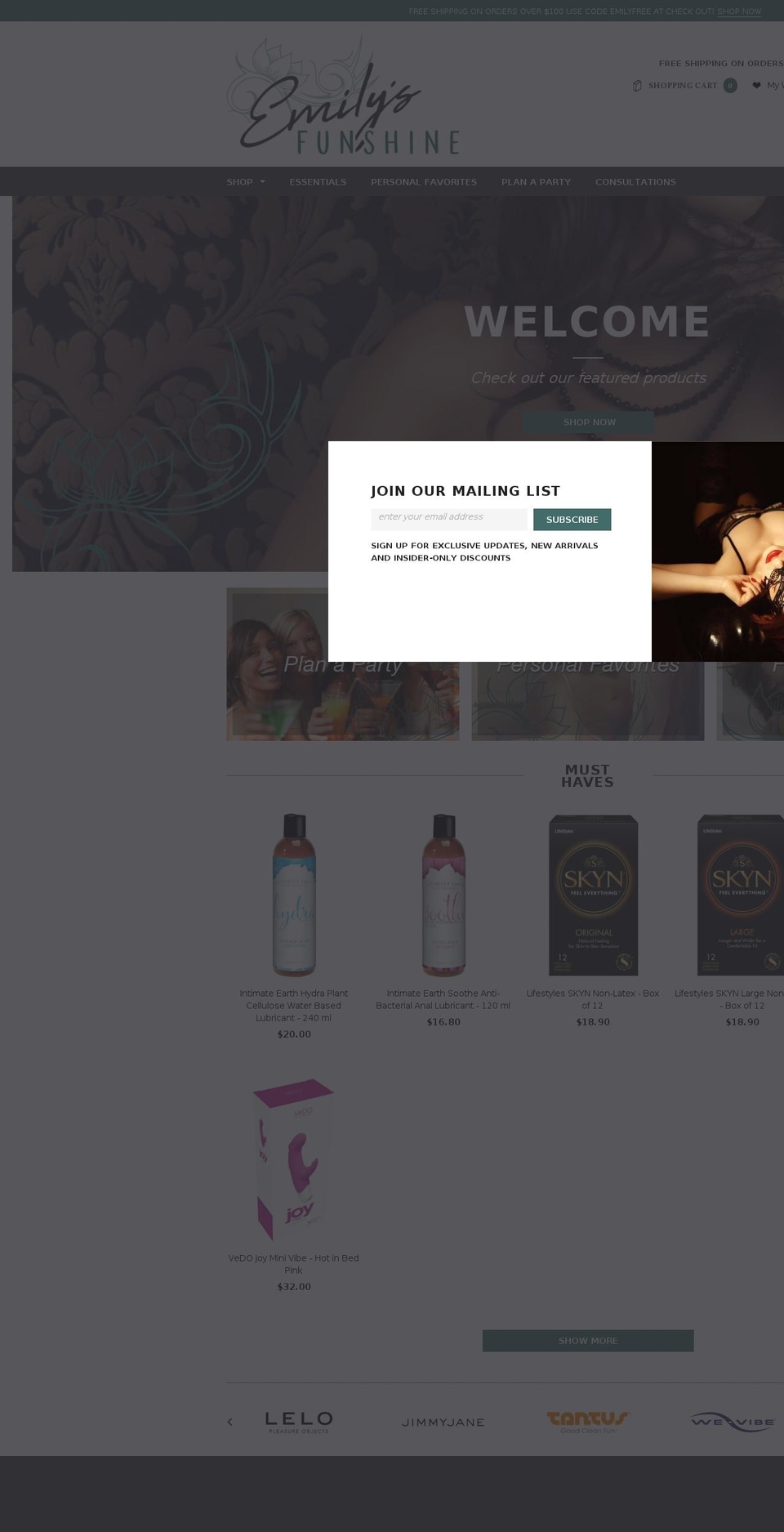 emilysfunshine.com — Shopify storefront screenshot