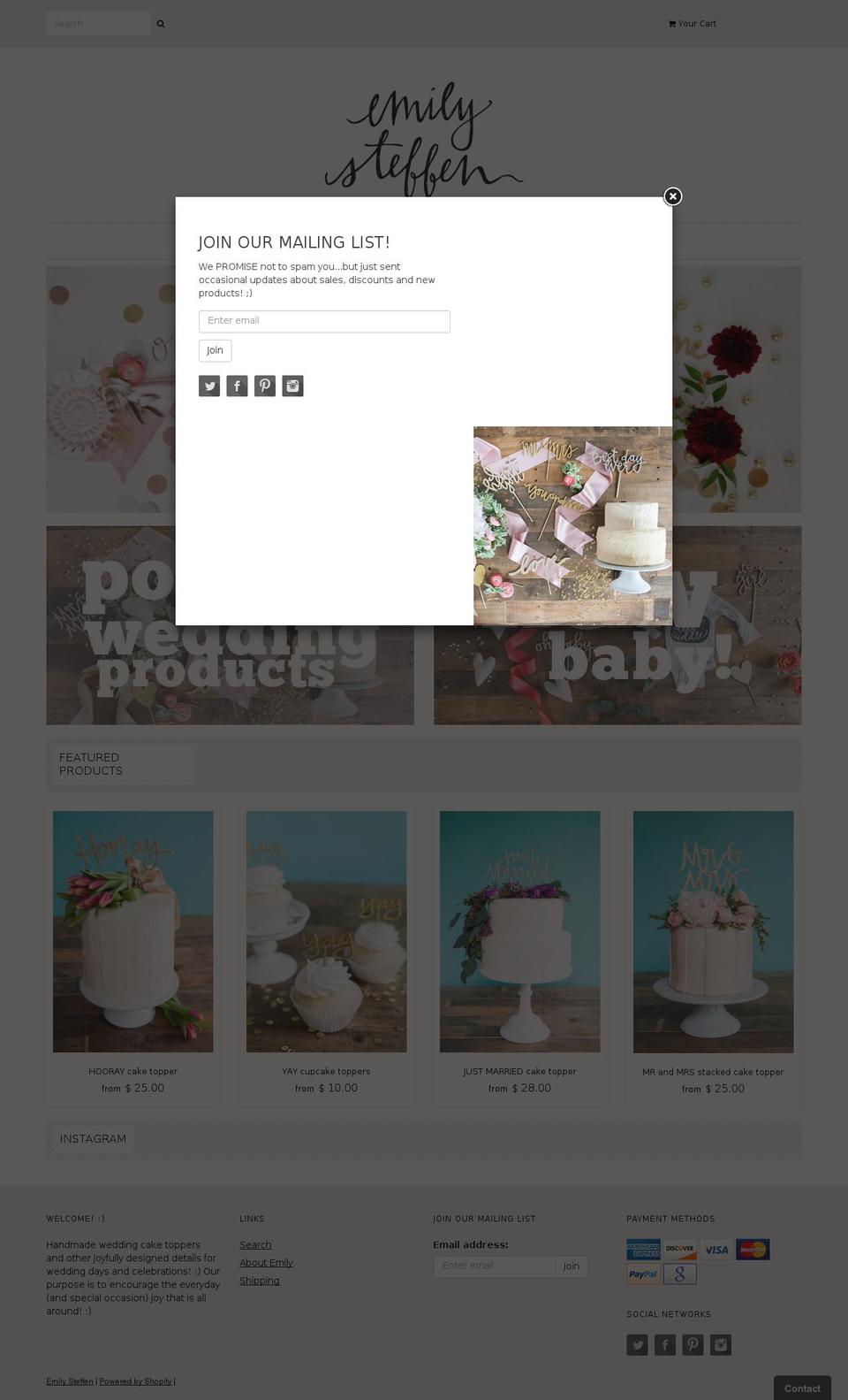 emilysteffenshop.com shopify website screenshot