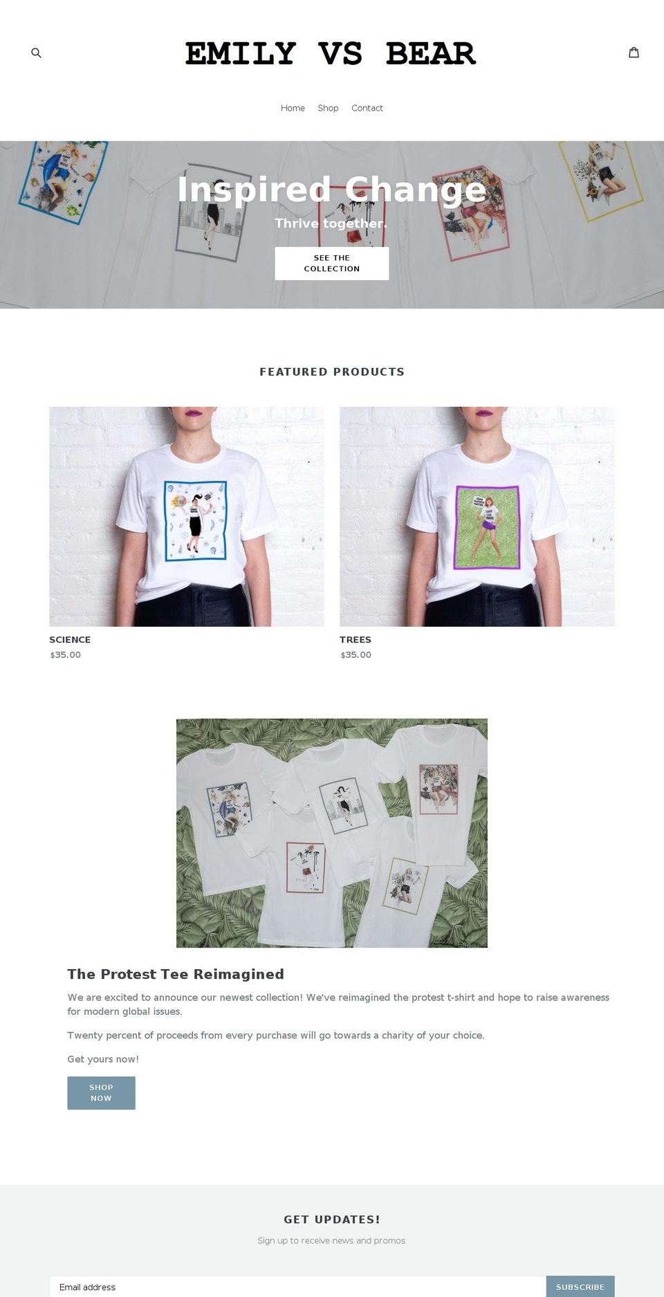 emilyvsbear.com shopify website screenshot