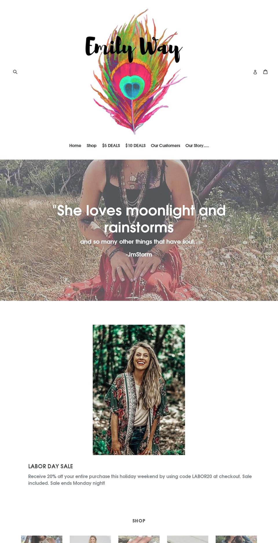 emilyway.net shopify website screenshot