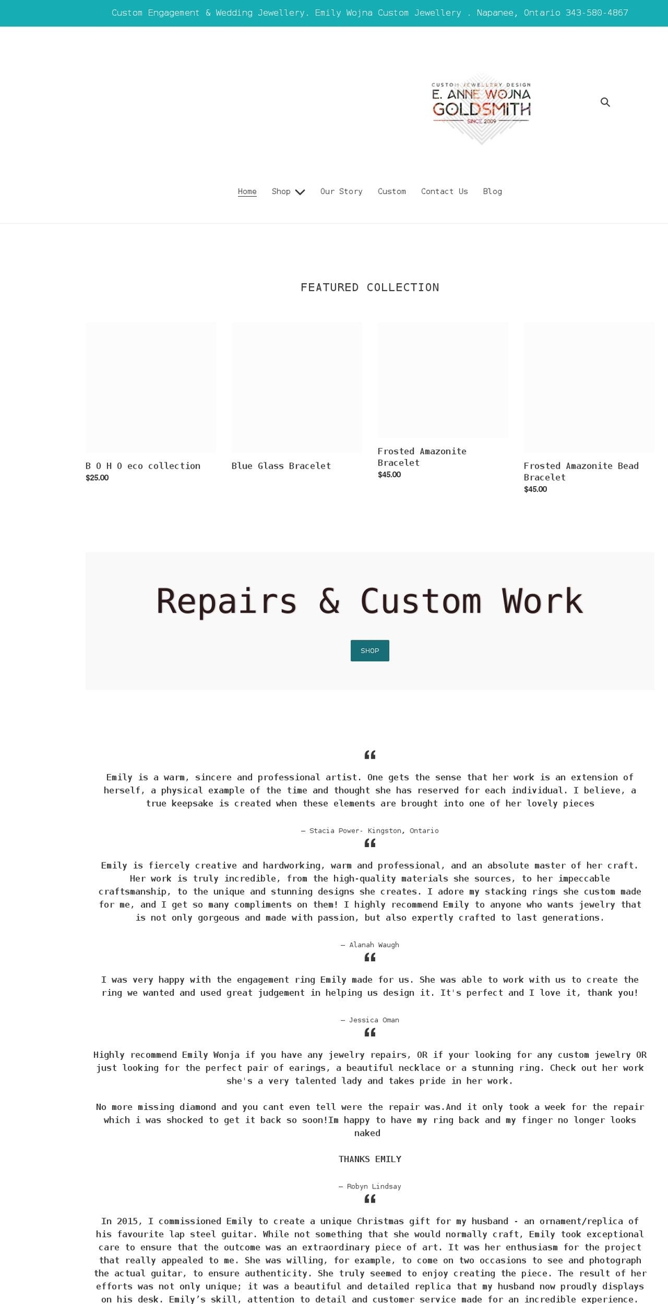 emilywojna.com shopify website screenshot