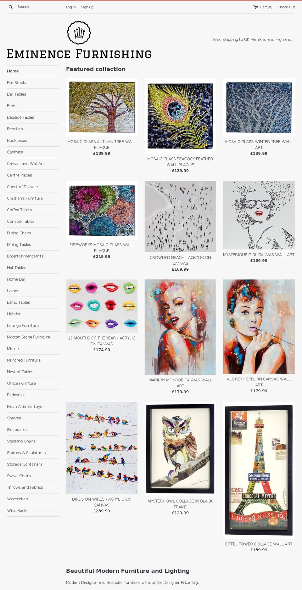 eminence-furnishing.com — Shopify storefront screenshot