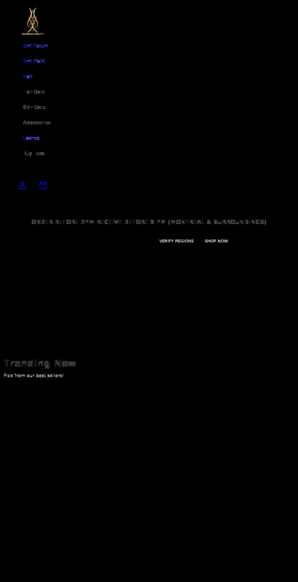 eminencebeautystore.com shopify website screenshot