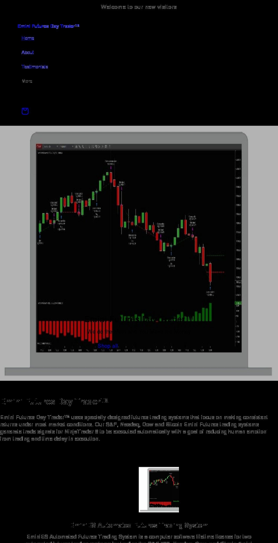 eminifuturesdaytrader.com shopify website screenshot