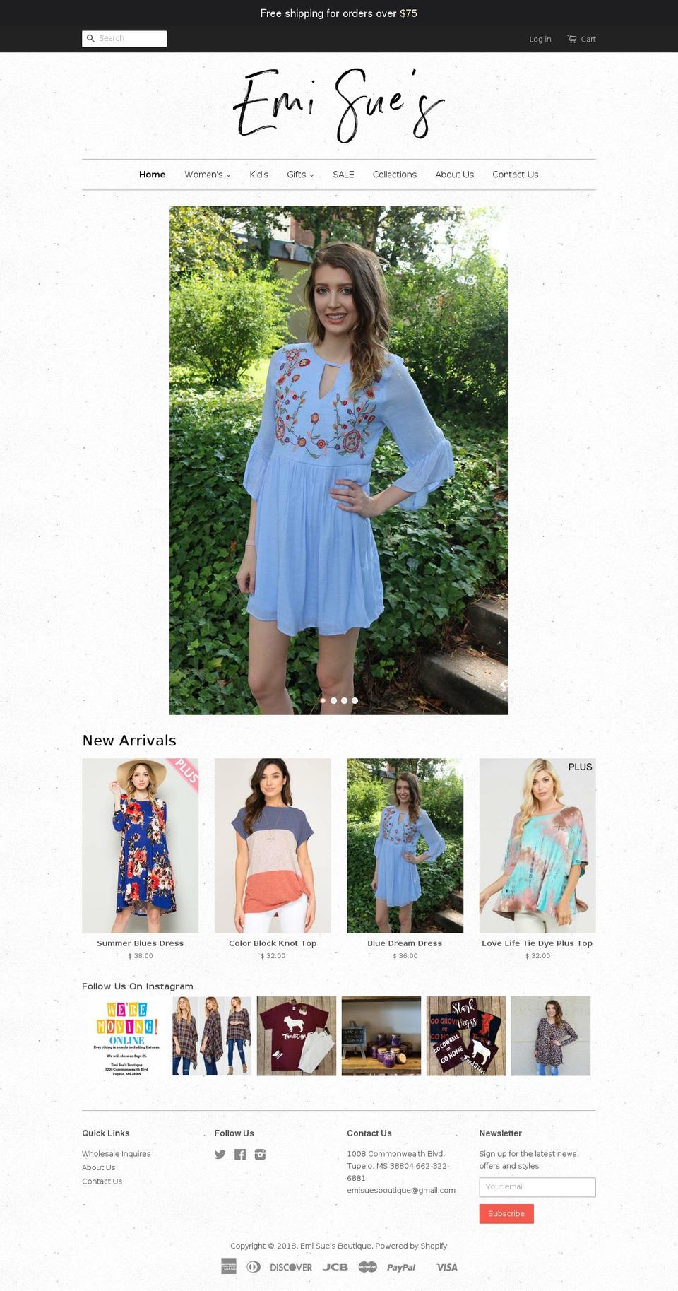 emisuesboutique.com shopify website screenshot