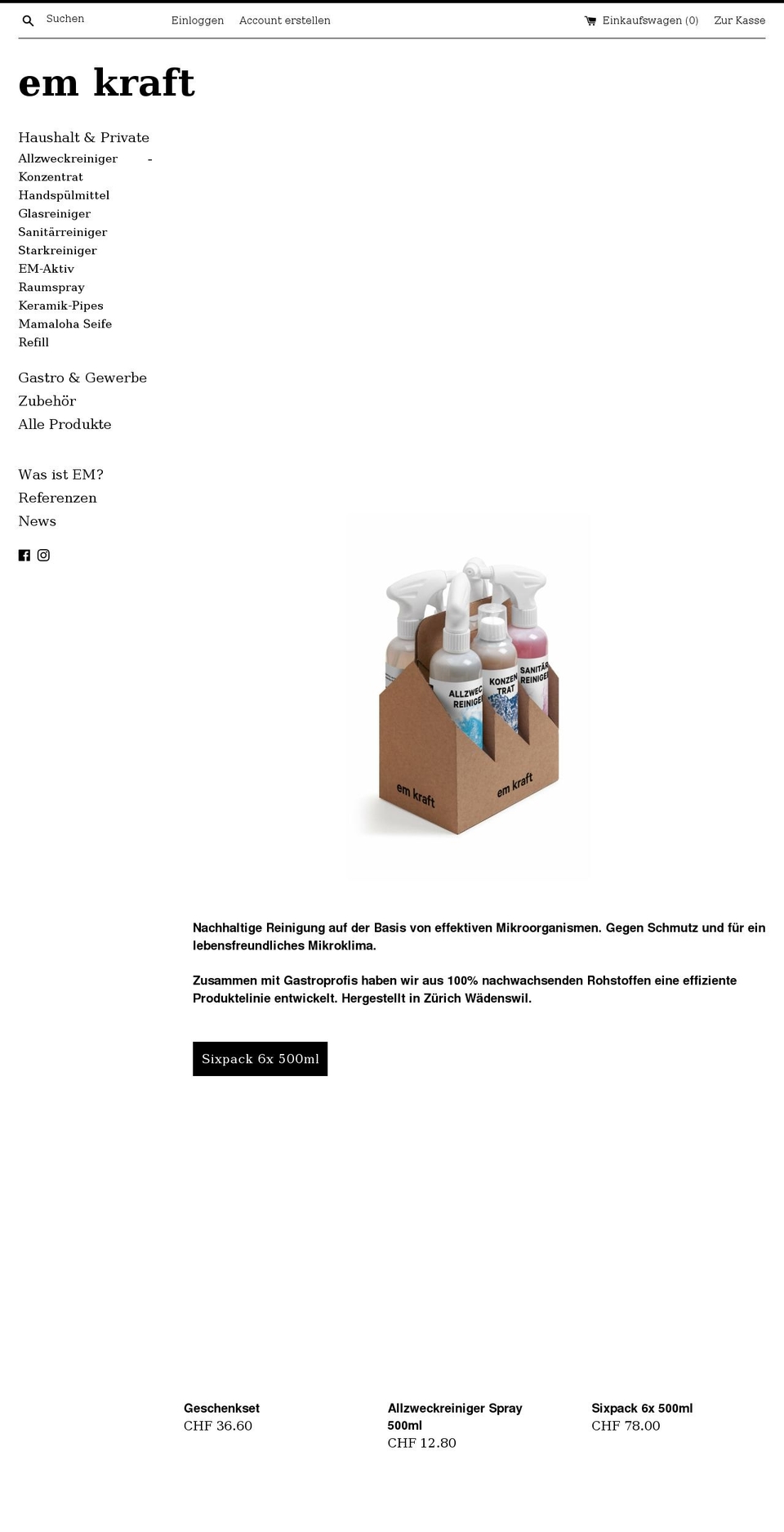 emkraft.ch shopify website screenshot