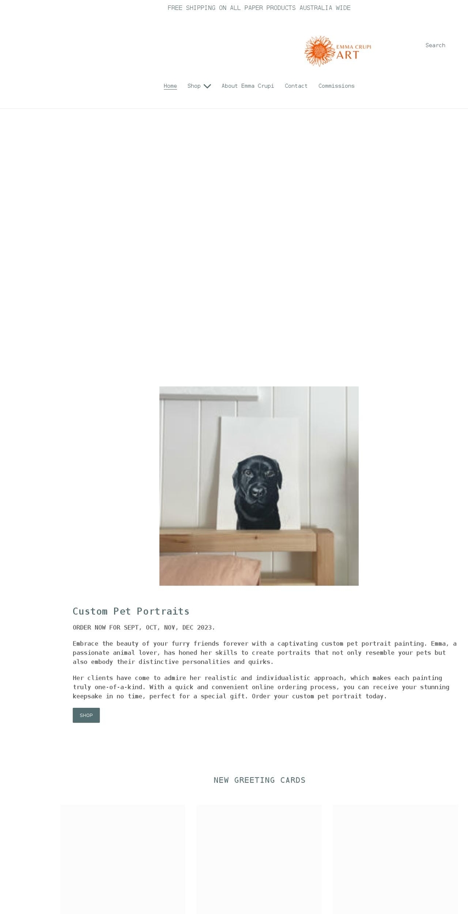 emmacrupiart.com shopify website screenshot