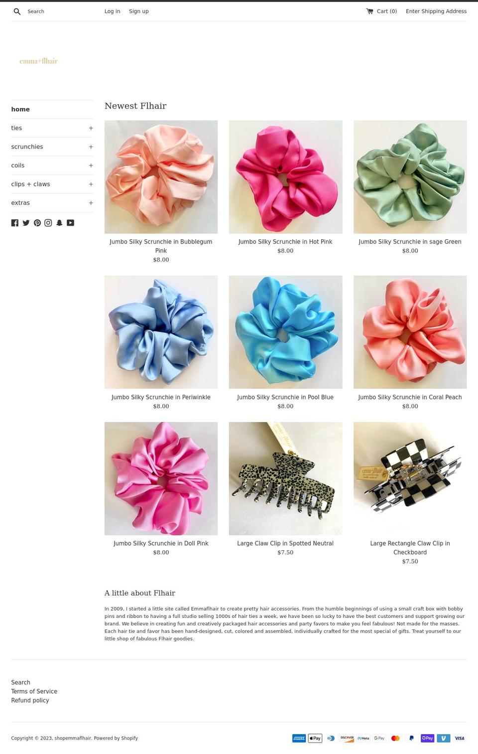 emmaflhair.com shopify website screenshot
