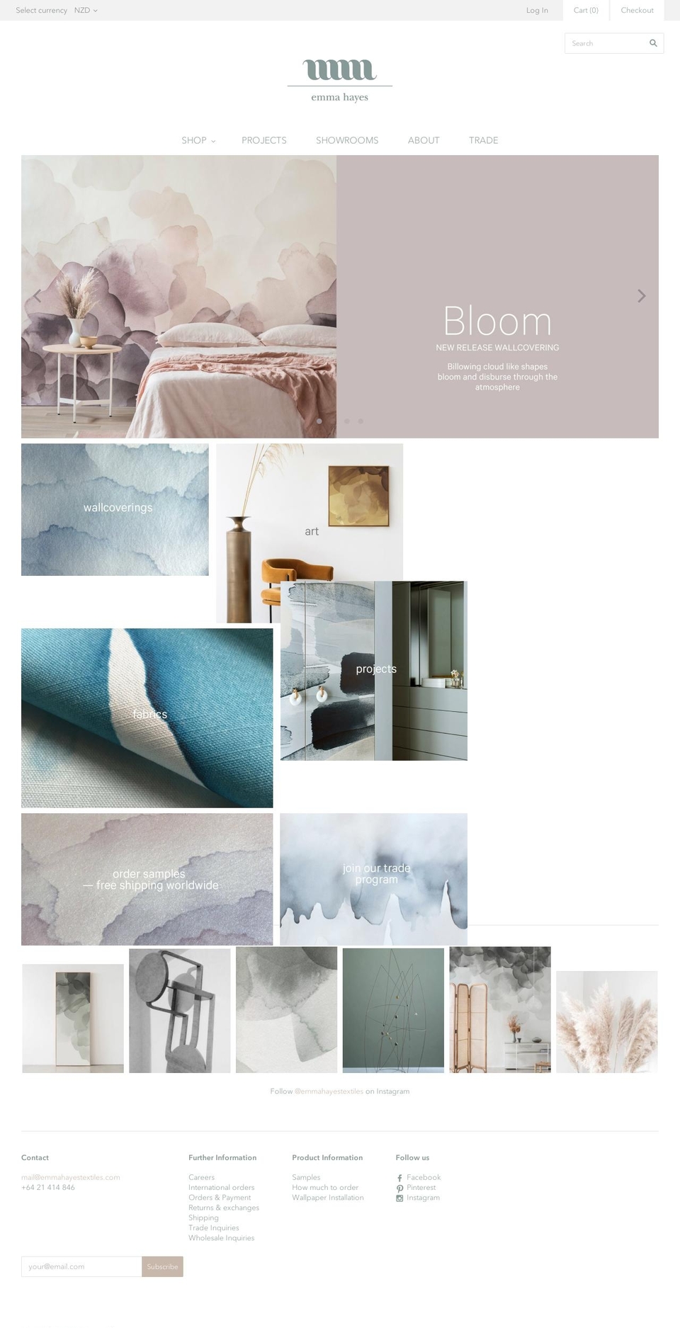 emmahayestextiles.com — Shopify storefront screenshot