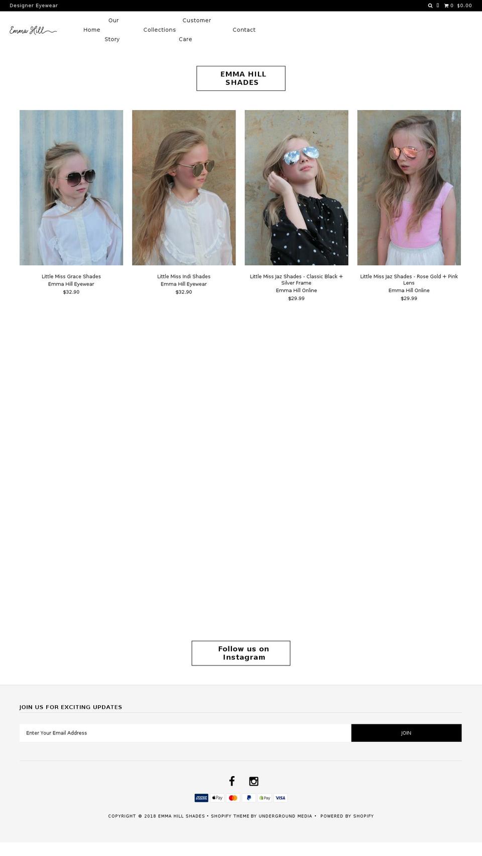 emmahillthelabel.com — Shopify storefront screenshot