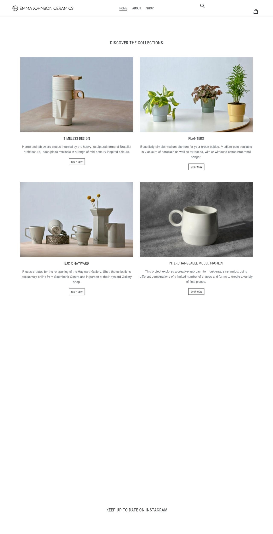 emmajohnsonceramics.com shopify website screenshot