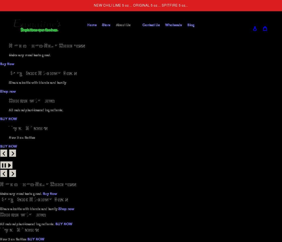 emmalineshotsauce.com shopify website screenshot