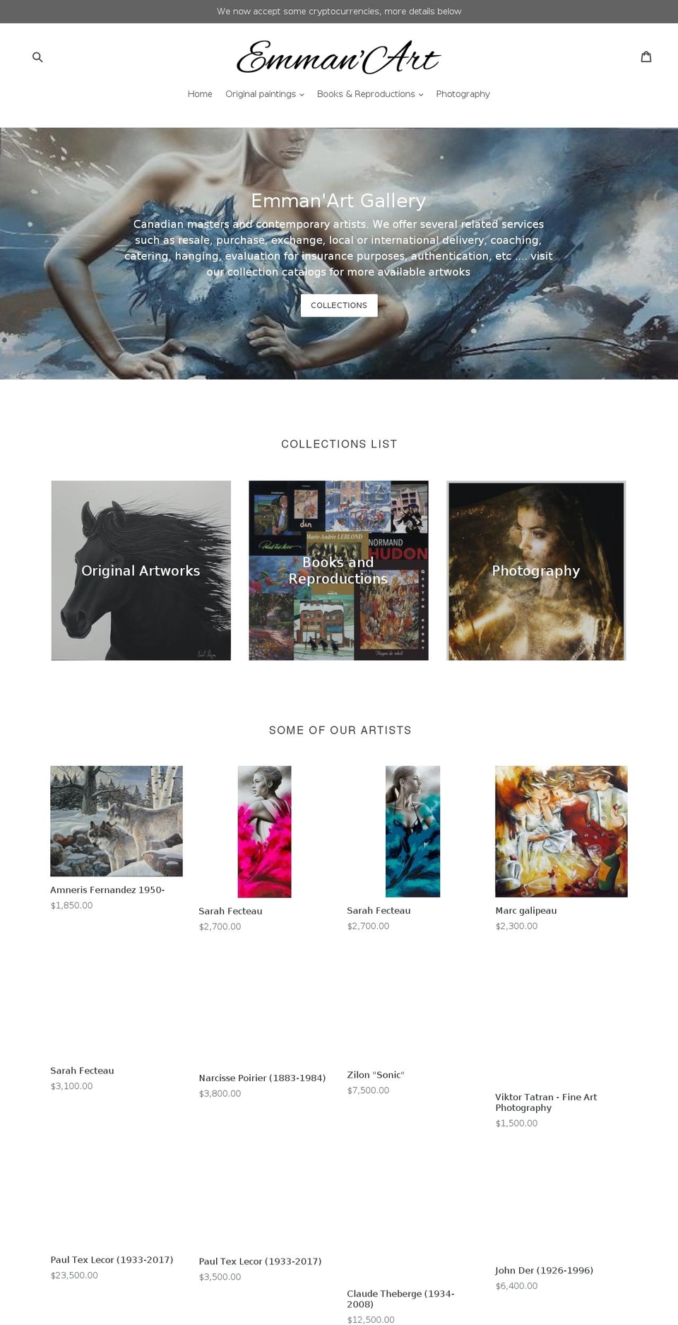 emmanart.com — Shopify storefront screenshot