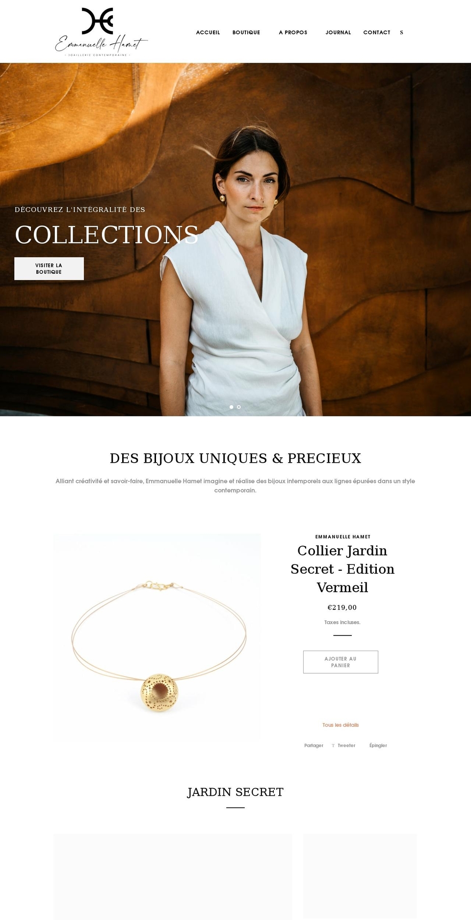 emmanuellehamet.com shopify website screenshot