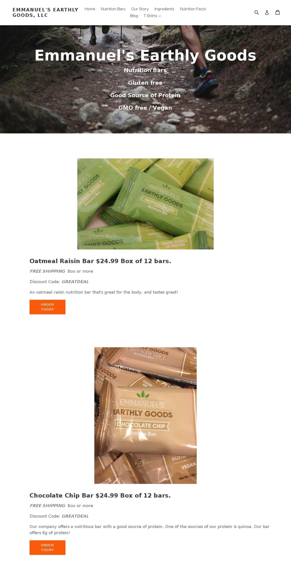 emmanuelsearthlygoods.com shopify website screenshot