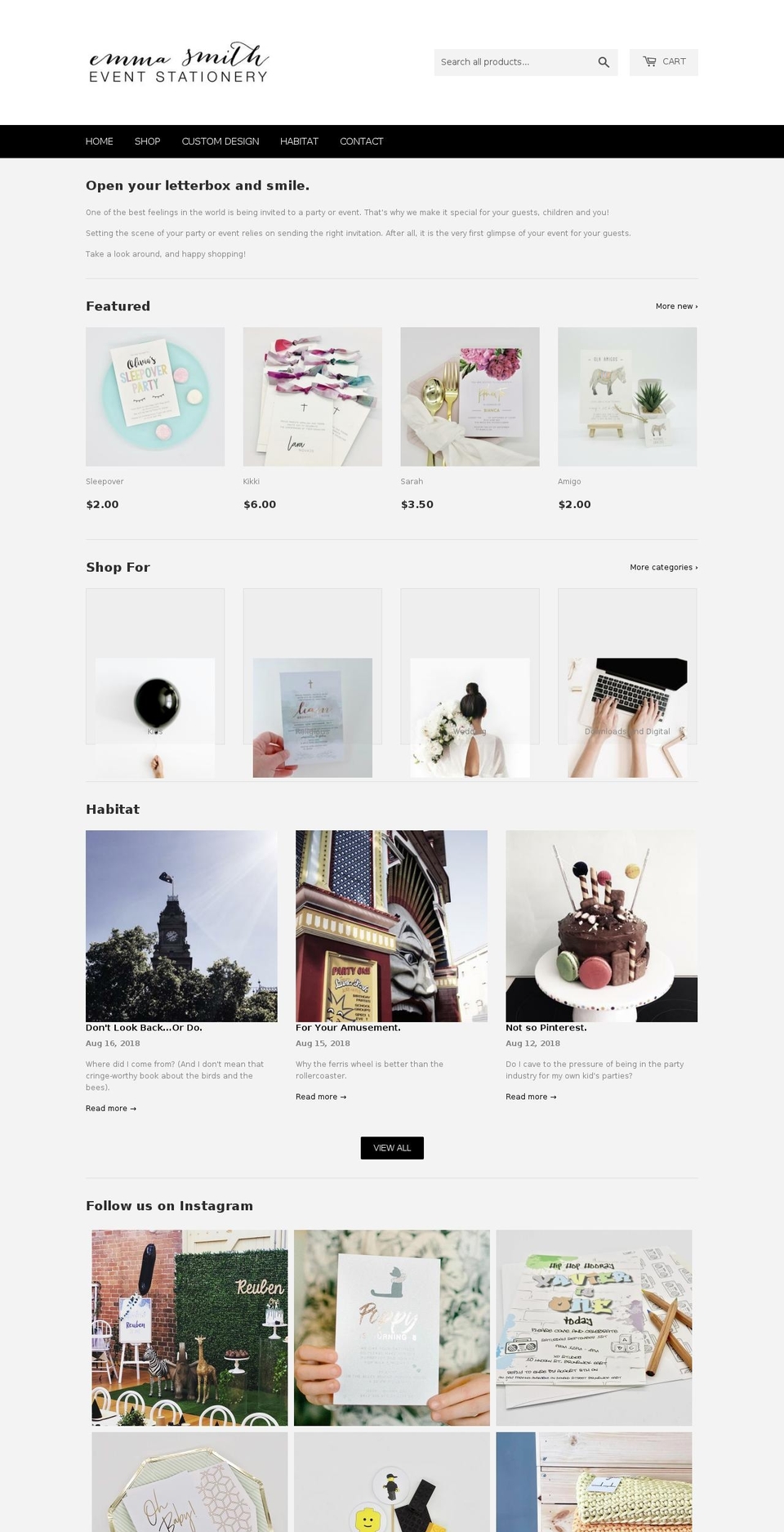 emmasmith.com.au shopify website screenshot