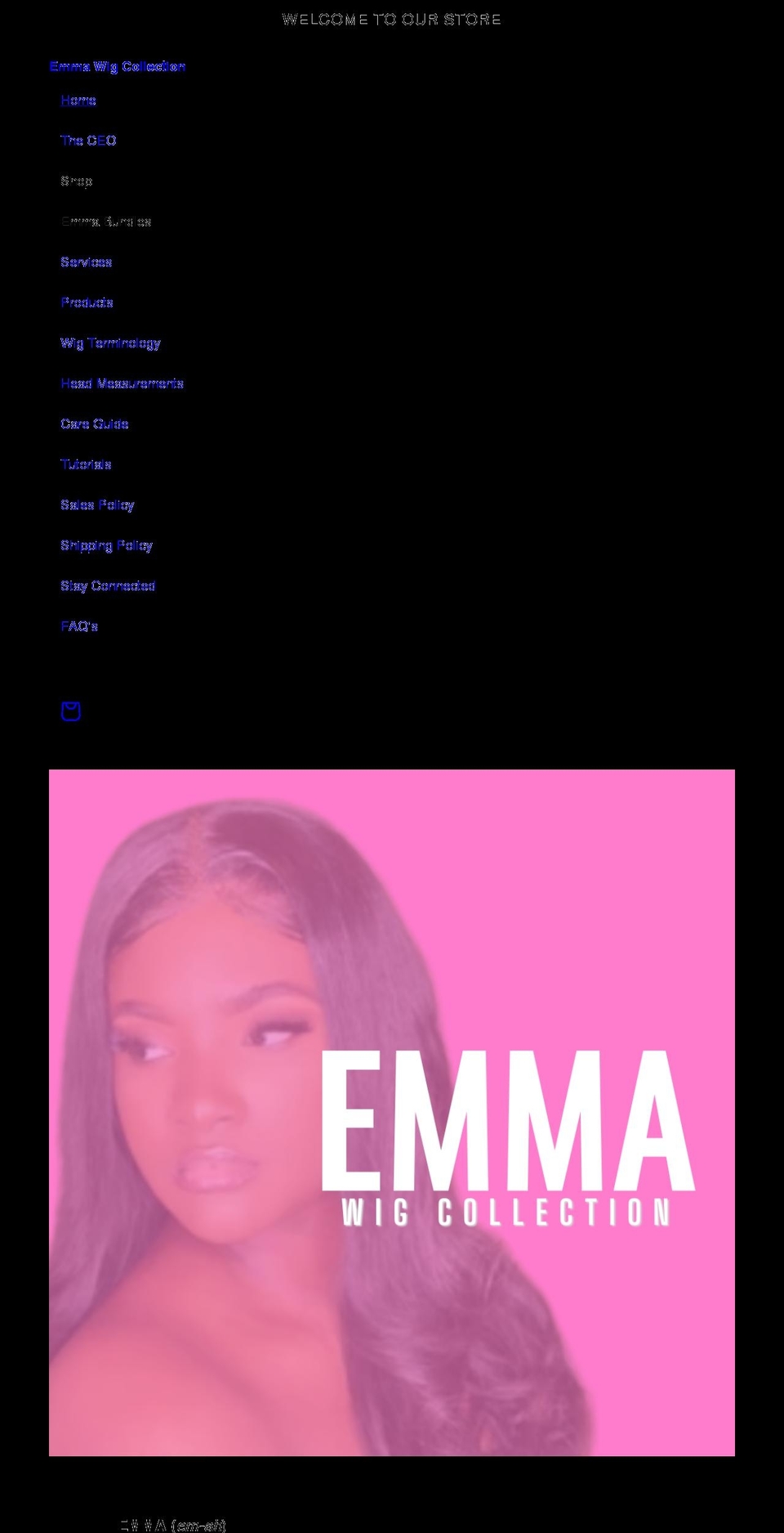 emmawigcollection.com shopify website screenshot