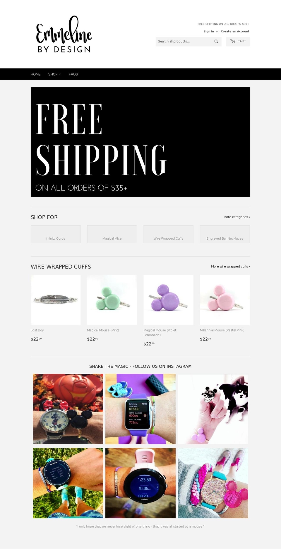emmelinebydesign.com shopify website screenshot