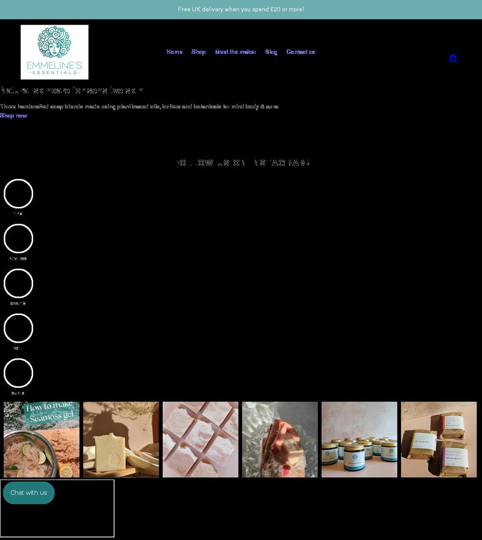 emmelinesessentials.co.uk shopify website screenshot