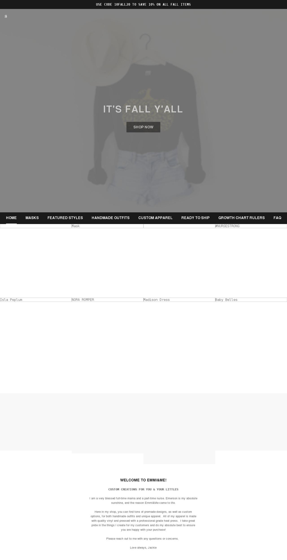 emmiandme.com shopify website screenshot