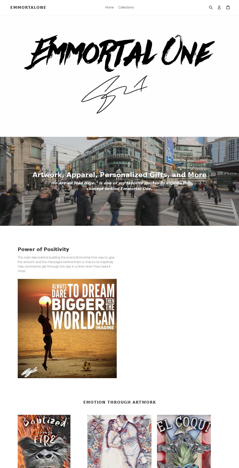 emmortalone.com — Shopify storefront screenshot