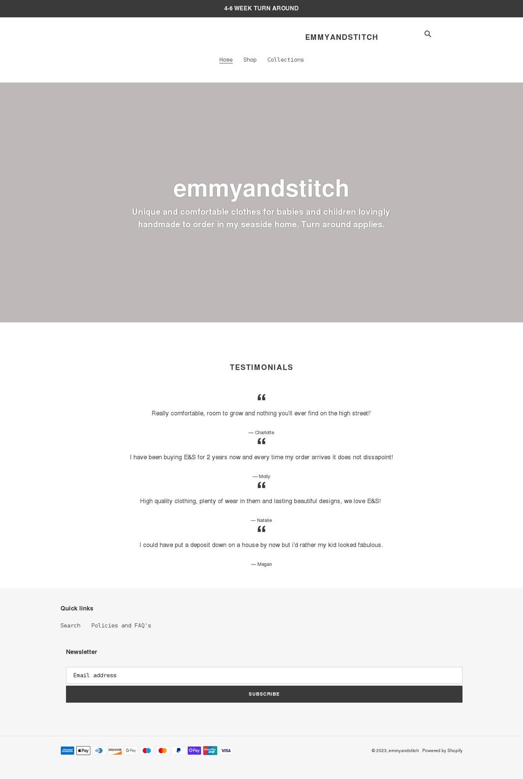 emmyandstitch.co.uk shopify website screenshot
