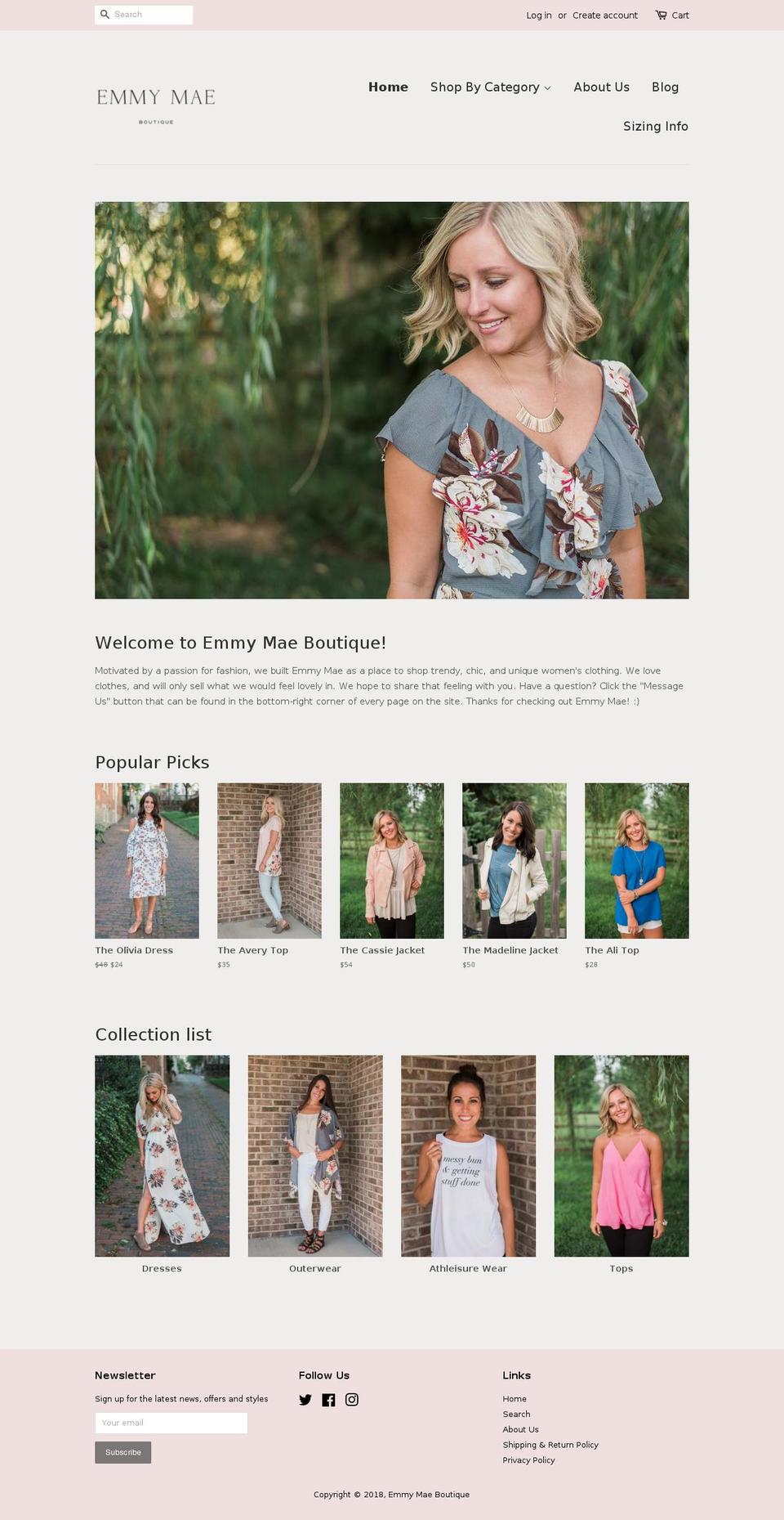 emmymae.com — Shopify storefront screenshot