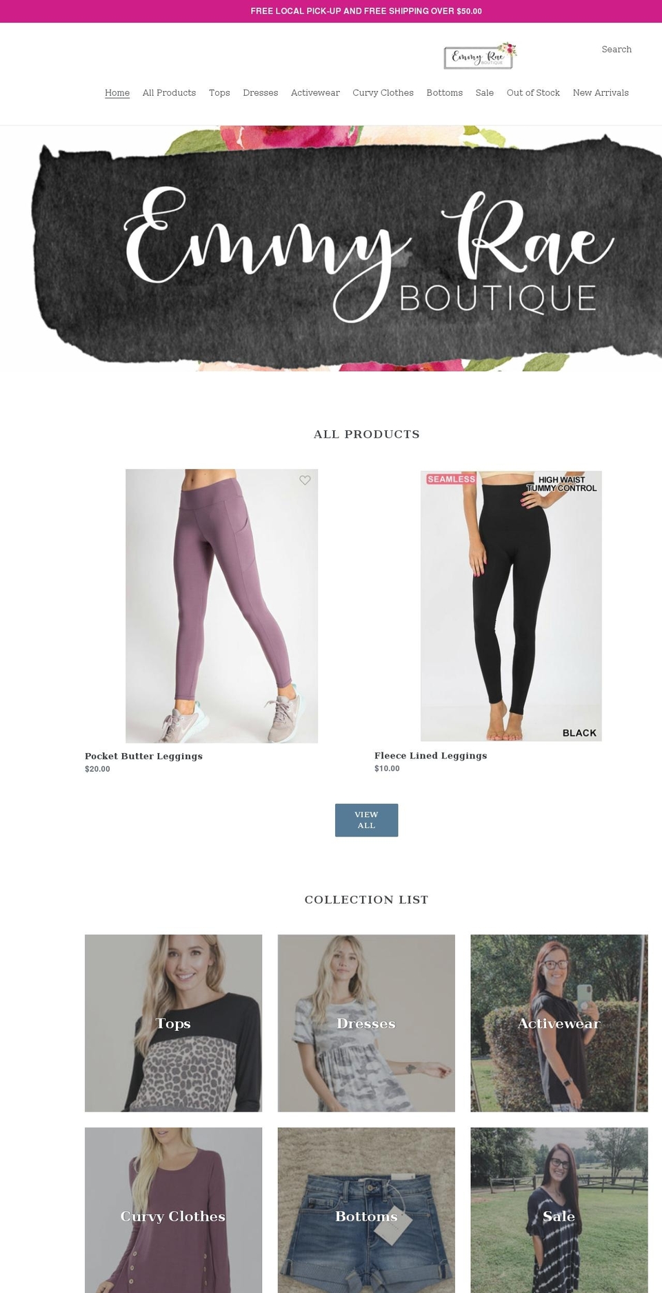 emmyraeboutique.com shopify website screenshot