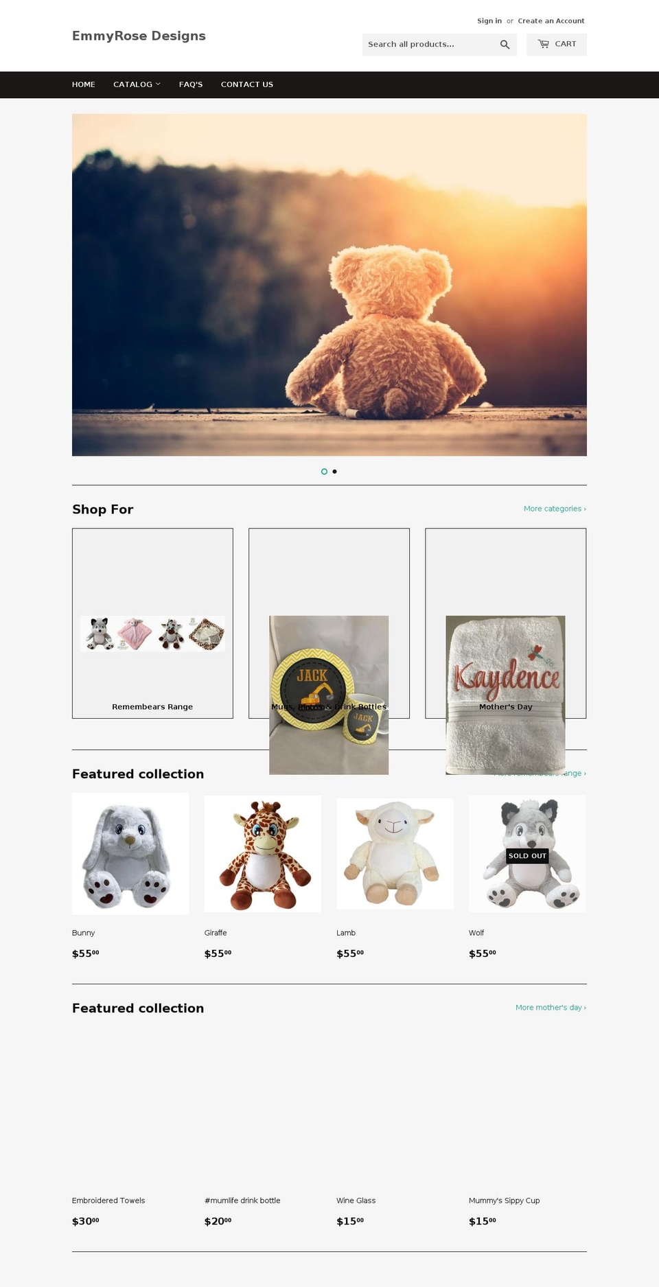 emmyrosedesigns.com — Shopify storefront screenshot