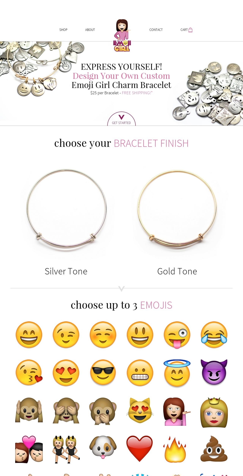 emojicharmbracelets.com shopify website screenshot