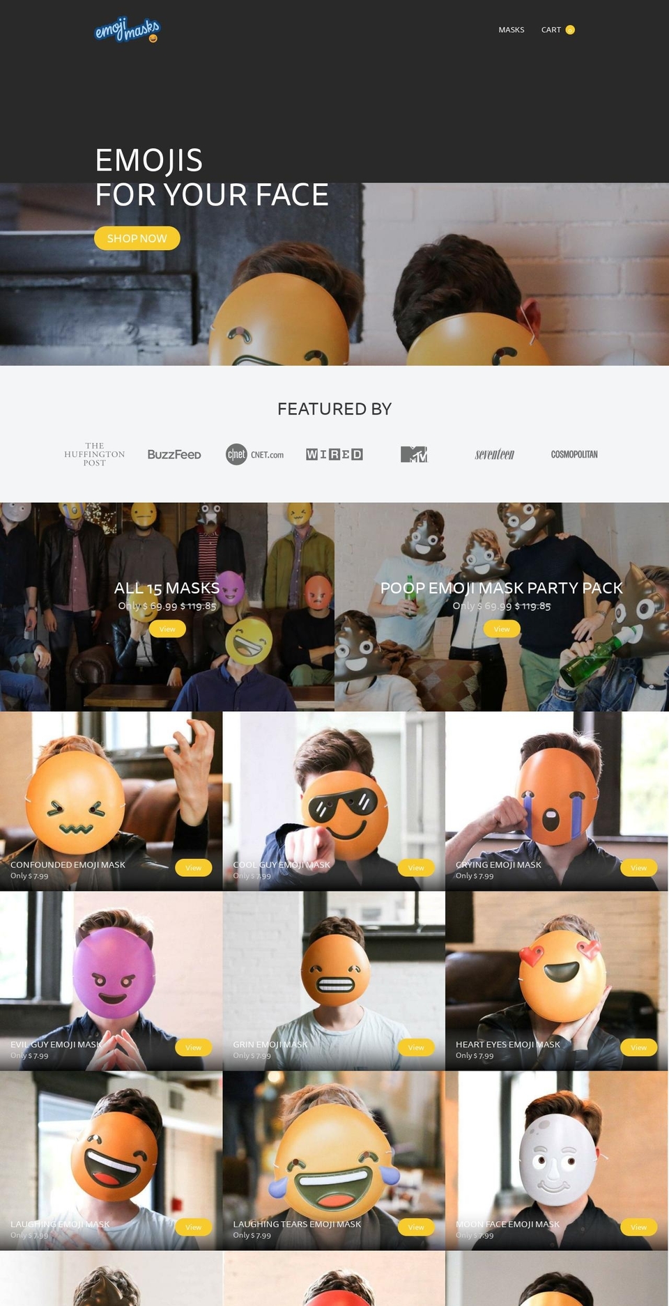 emojimask.com shopify website screenshot