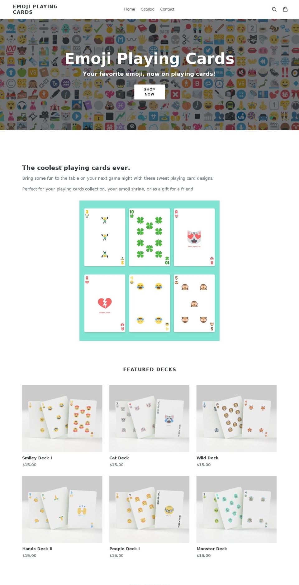 emojiplayingcards.com — Shopify storefront screenshot