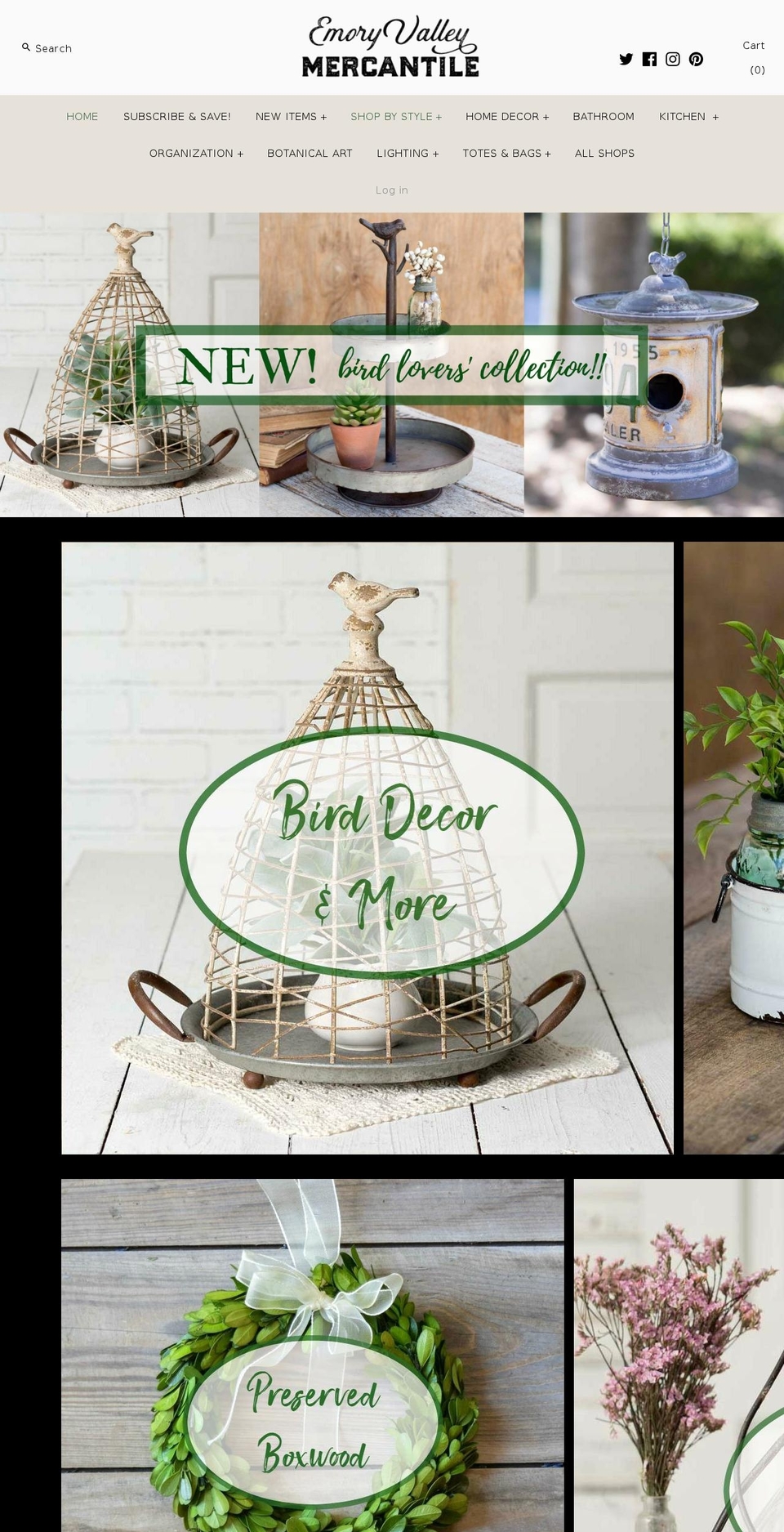 emoryvalleymercantile.com shopify website screenshot