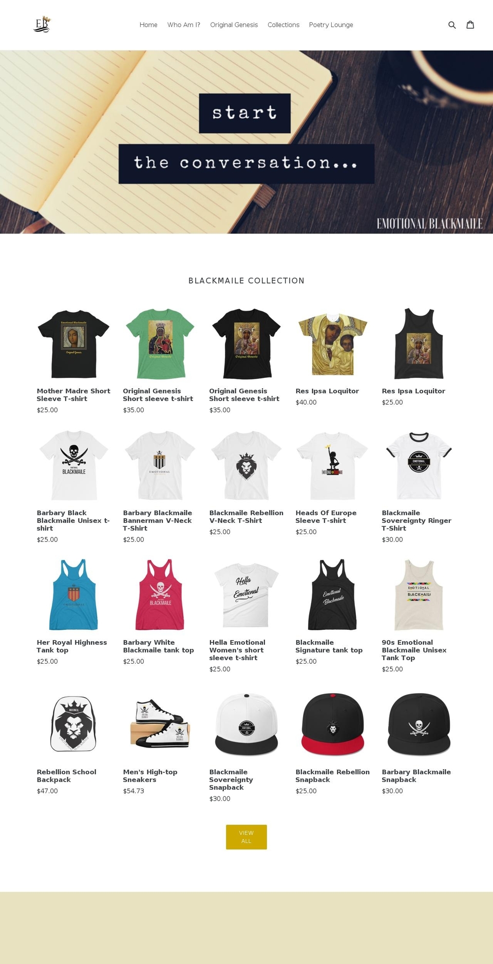 emotionalblackmaile.com — Shopify storefront screenshot