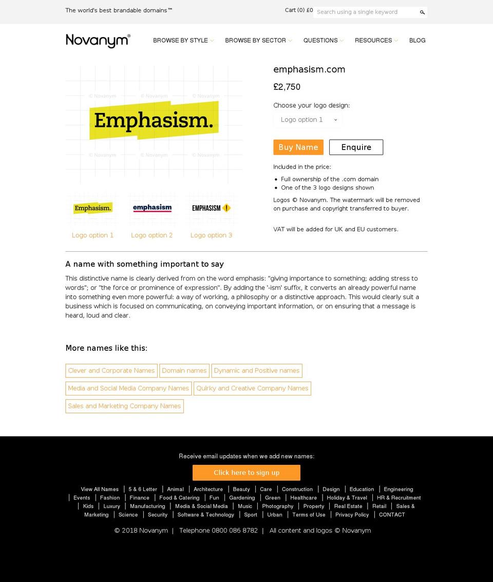 emphasism.com — Shopify storefront screenshot