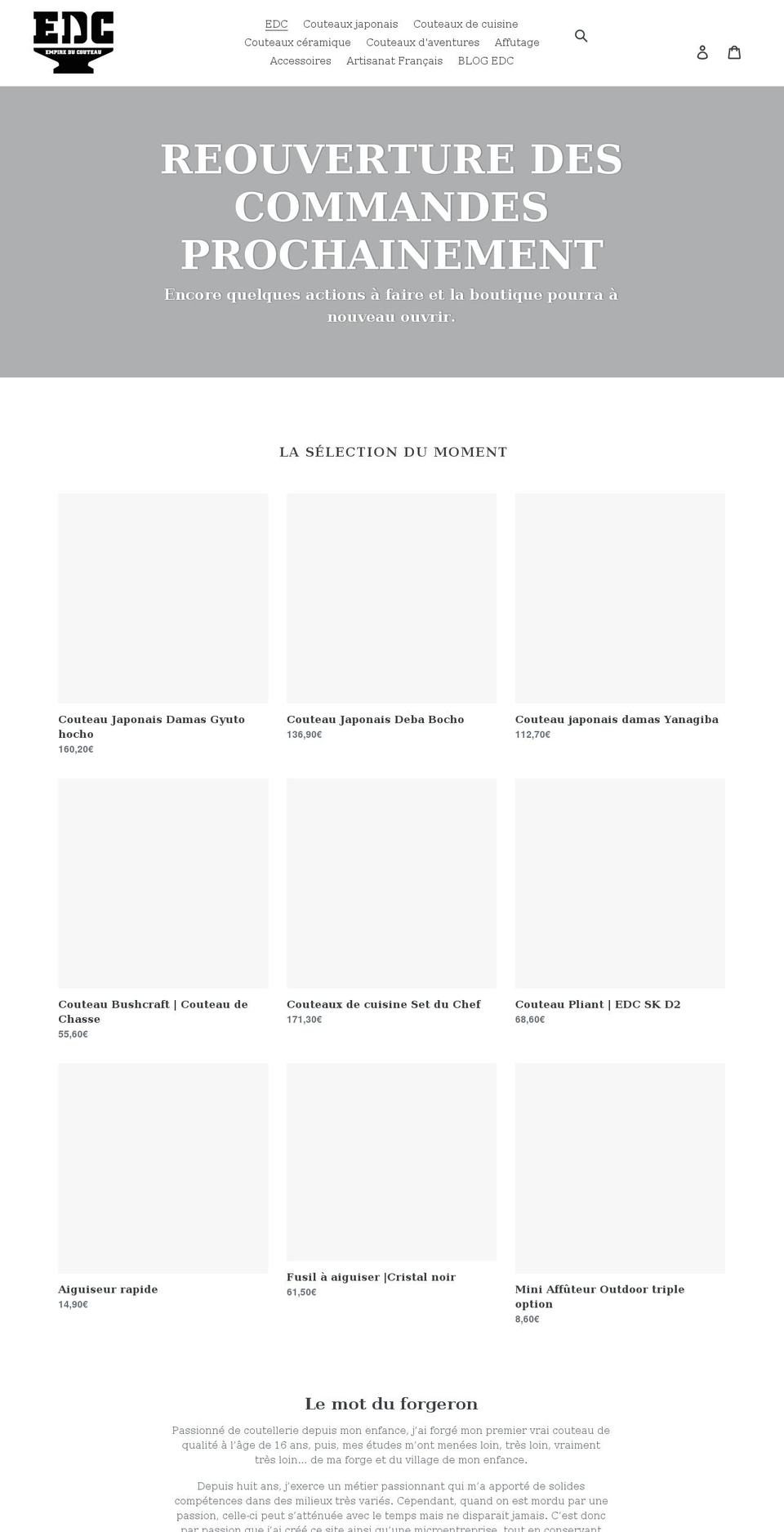 empire-du-couteau.com shopify website screenshot