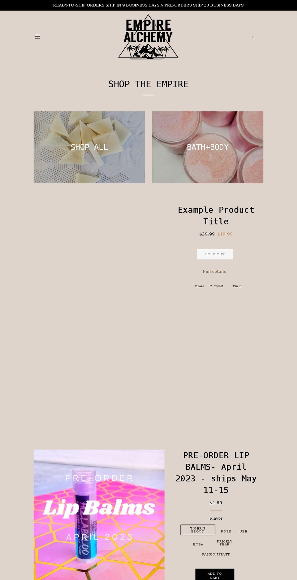 empirealchemywax.com — Shopify storefront screenshot