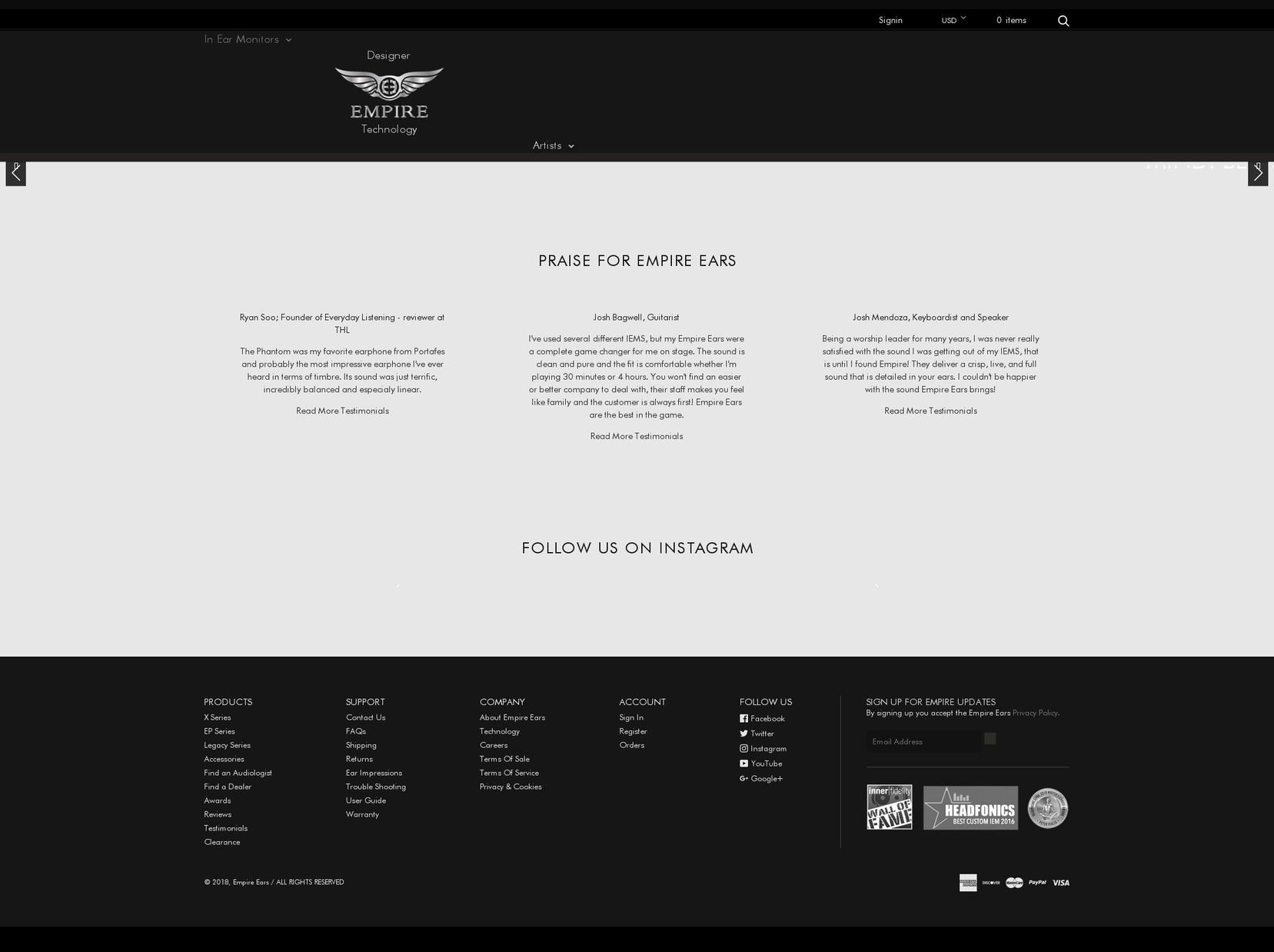 empireears.com shopify website screenshot