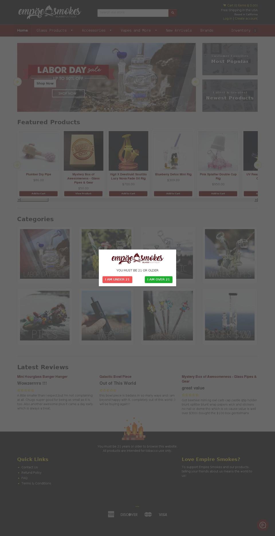 empireheadshop.com shopify website screenshot