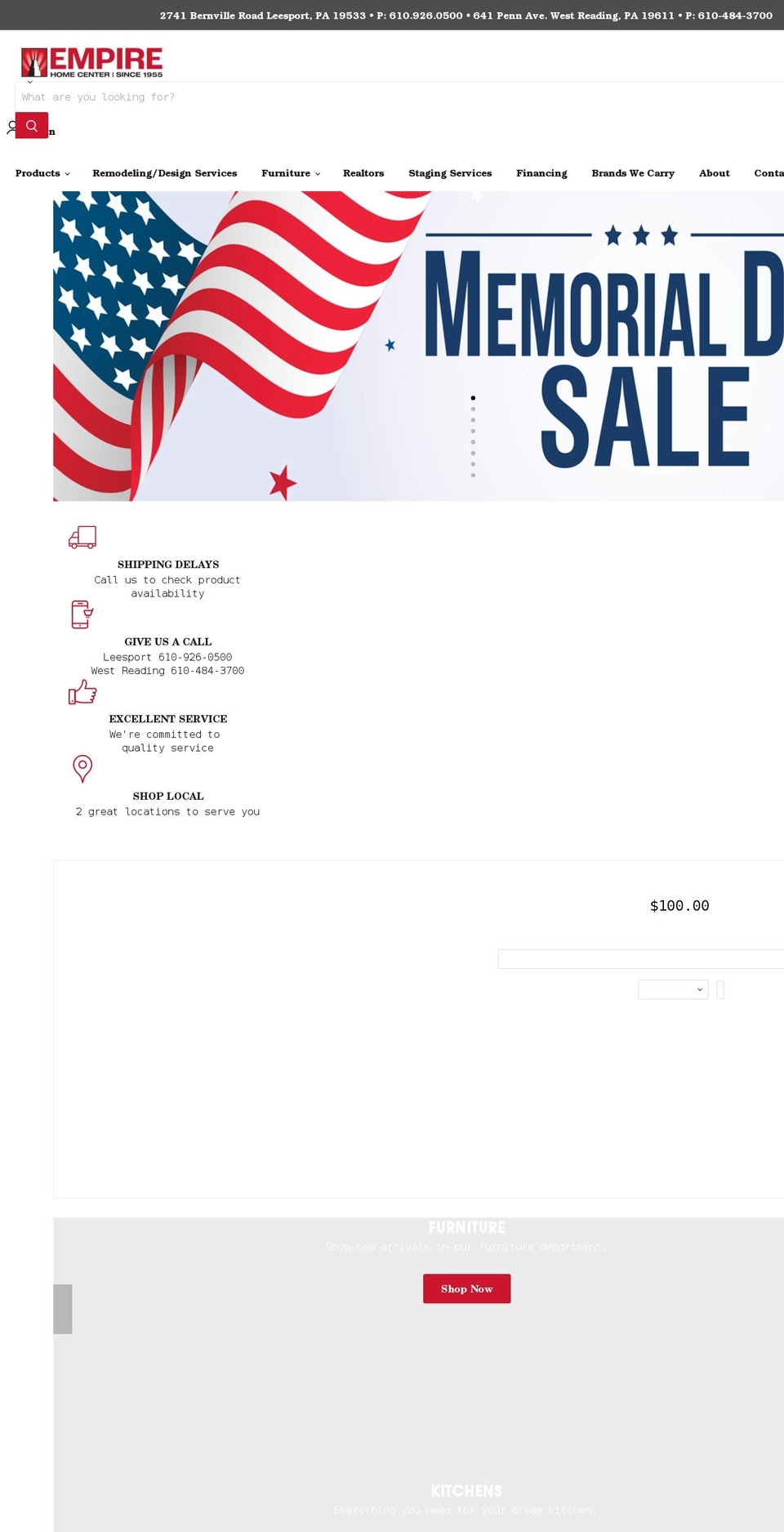 empirehomecenter.com shopify website screenshot